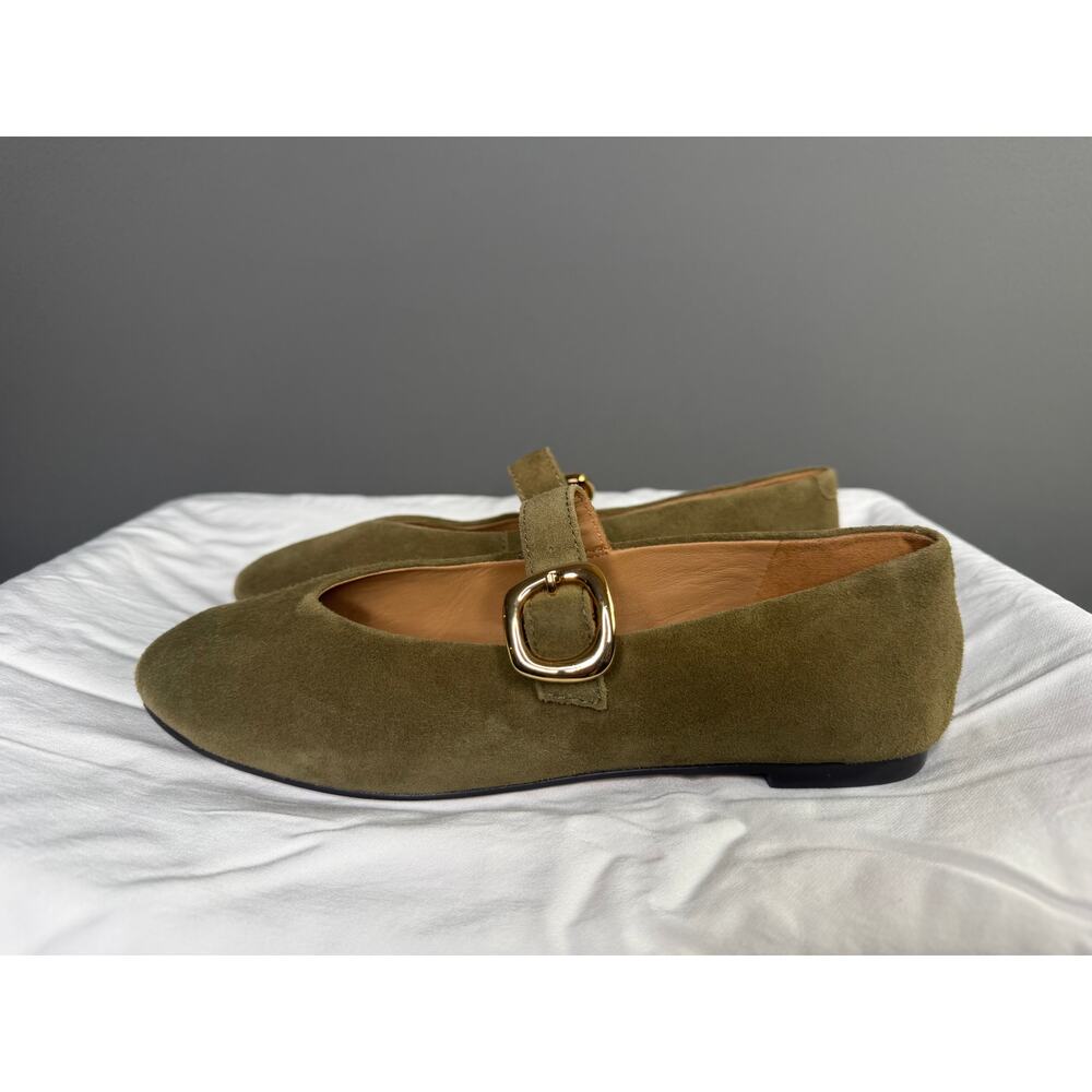 Madewell The Remy Mary Jane Flat in Aged Olive Green Suede Size 8 - Picture 4 of 16